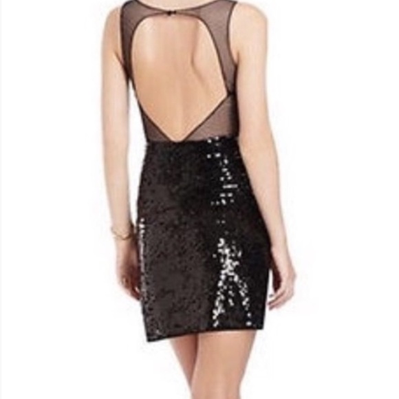 BCBG MAX AZRIA SEQUINED ILLUSION MESH BLACK SHEATH COCKTAIL DRESS LINED SMALL - Picture 15 of 15